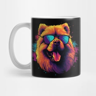 Retro Wave Chow Chow Dog Shirt Mug